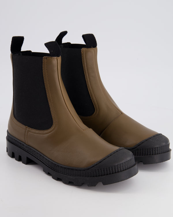 Loewe Khaki Green and Black Chelsea Ankle Boots  Detail Size EU 36