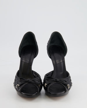Christian Dior Black Leather Pumps with Silver Logo Details Size EU 38.5