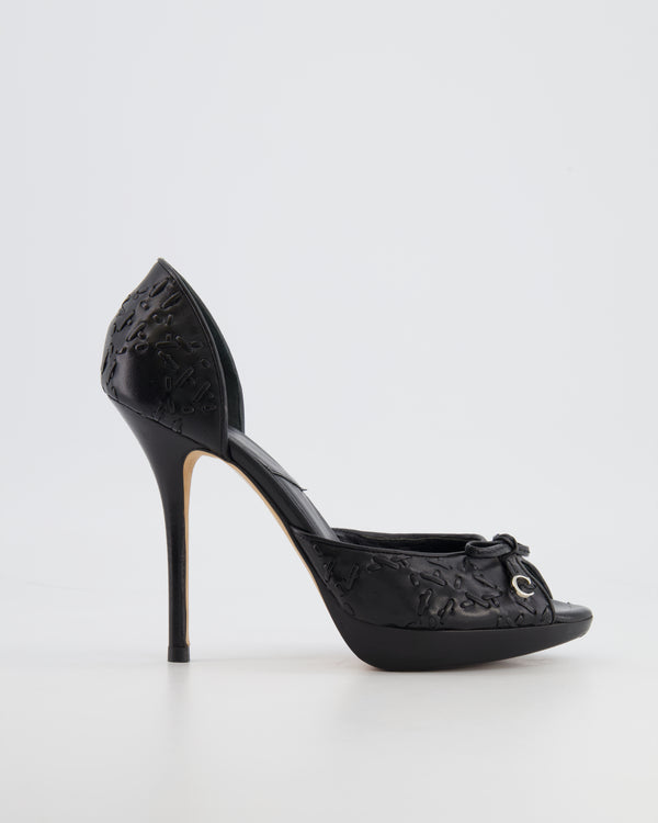 Christian Dior Black Leather Pumps with Silver Logo Details Size EU 38.5