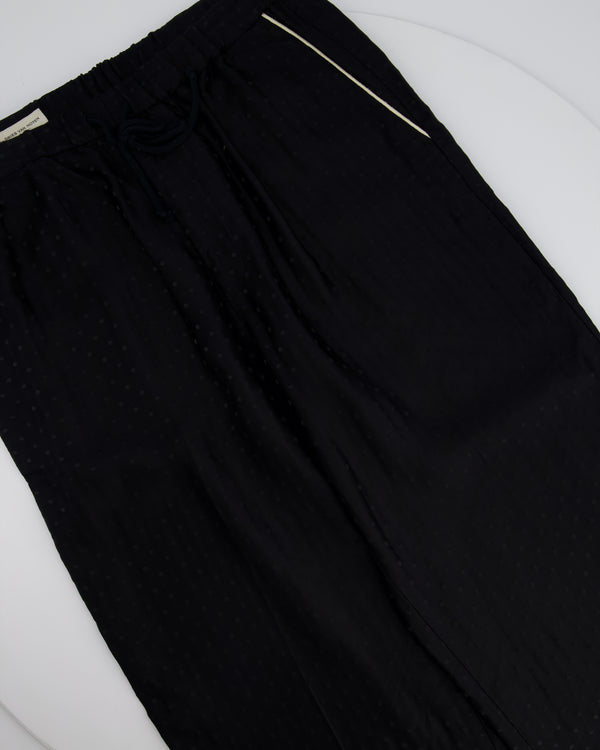 Dries Van Noten Black Polkadot Drawstring Pants with Piping Detail IT 46 (UK M)