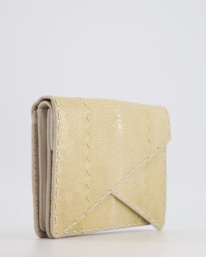 Bottega Veneta Beige Stingray Envelope Double Flap Clutch Bag