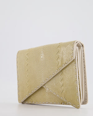 Bottega Veneta Beige Stingray Envelope Double Flap Clutch Bag