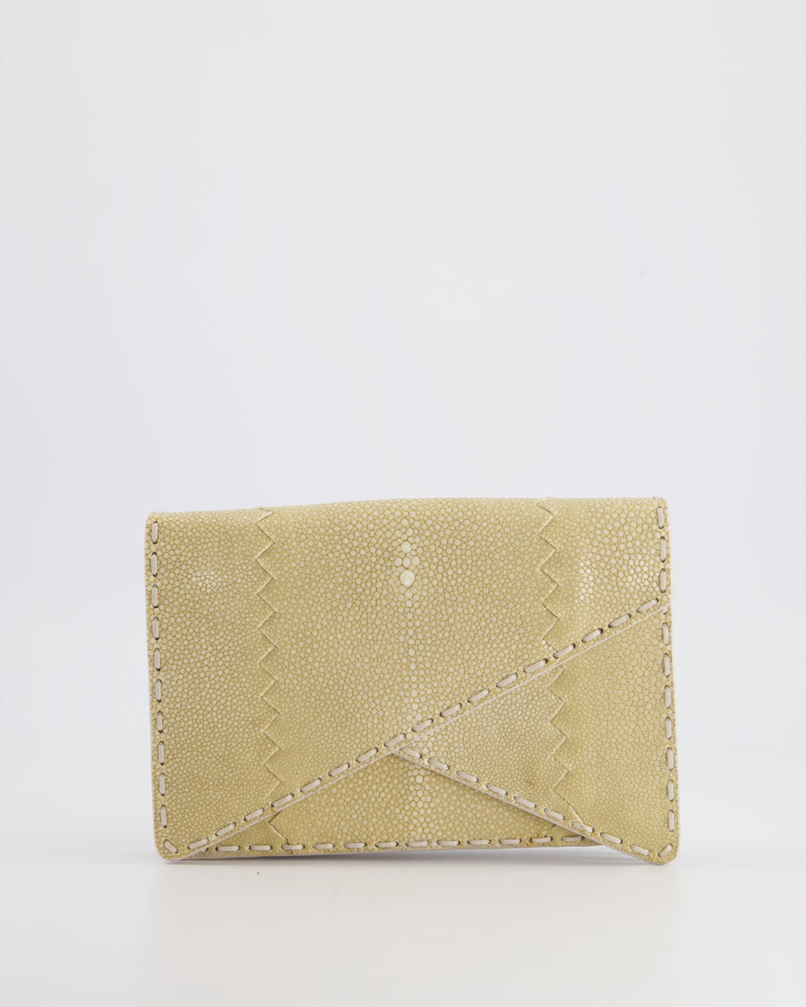 Bottega Veneta Beige Stingray Envelope Double Flap Clutch Bag