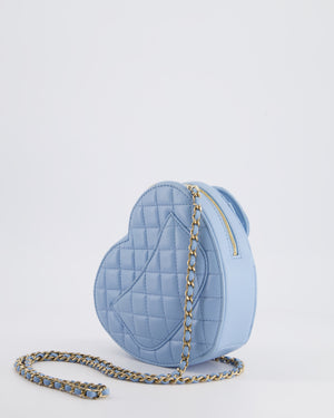 Chanel Baby Blue Heart Clutch with Chain and Champagne Gold Hardware