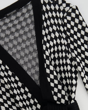 Balmain Black and White Checked Cardigan with Belt Size FR 36 (UK 8)