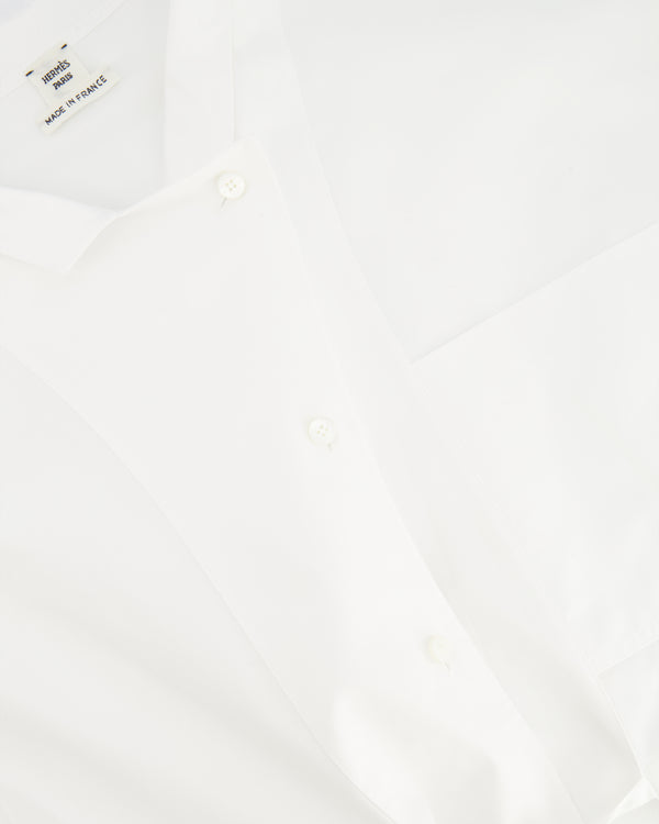 Hermès White Shirt with Pocket and Knot Detail Size FR 38 (UK 10)