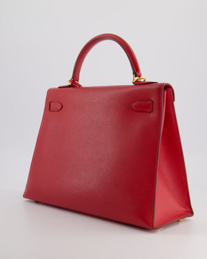 Hermès Kelly 32cm Vintage Bag in Rouge Vif in Epsom Leather with Gold Hardware