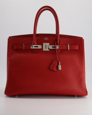 Hermès Birkin Retourne Bag 35cm in Rouge Casaque Epsom Leather with Palladium Hardware