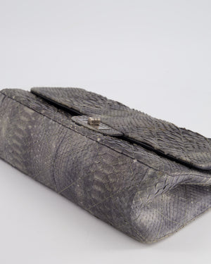 *HOT* Chanel Storm Grey Jumbo Classic Double Flap 2.55 Reissue Bag in Python Leather with Ruthenium  Hardware