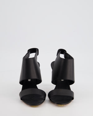 Manolo Blahnik Black Leather Open Toe Leather Heels Size EU 35