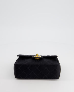 *HOT* Chanel Vintage Satin Black Mini Square Flap Bag with 24K Gold Hardware