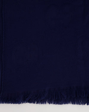 Gucci Navy Wool Monogram GG Printed Scarf