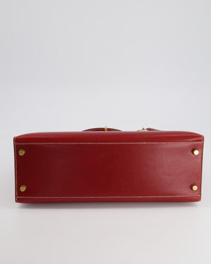 *RARE* Hermès Vintage Kelly 32cm Bag Rouge H in Courchevel Leather with Gold Hardware