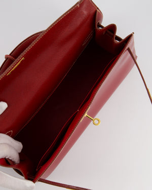 *RARE* Hermès Vintage Kelly 32cm Bag Rouge H in Courchevel Leather with Gold Hardware