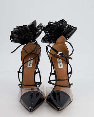 Alaïa Black Pump Fleur 110 Heels in Patent Leather and PVC Detail Size EU 39 RRP £1250