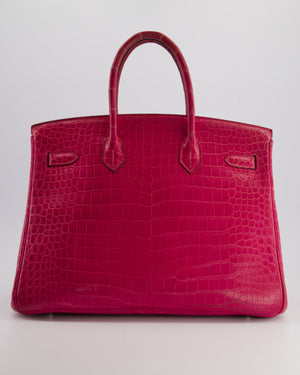 *HOT COLOUR* Hermès Birkin Bag 35cm in Crocodile Shiny Porosus Fuchsia Colour with Palladium Hardware
