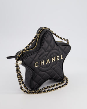 *HOT* Chanel Black Star Bag in Lambskin Leather with Champagne Gold Hardware