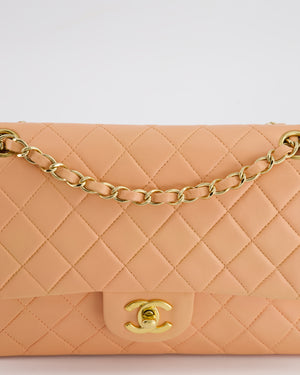 *FIRE PRICE* Chanel Vintage Medium Peach Classic Double Flap Bag in Lambskin with 24K Gold Hardware