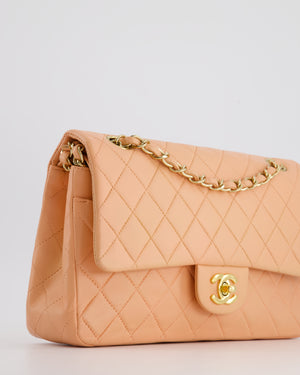 *FIRE PRICE* Chanel Vintage Medium Peach Classic Double Flap Bag in Lambskin with 24K Gold Hardware