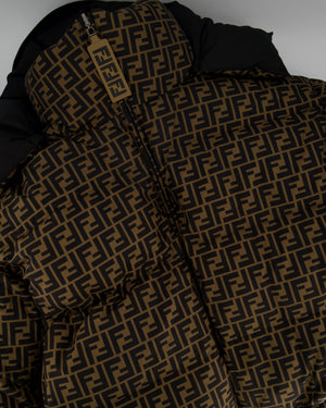 Fendi Black, Brown Monogram Reversible Down Jacket Size S (UK 8)