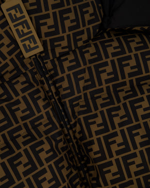 Fendi Black, Brown Monogram Reversible Down Jacket Size S (UK 8)