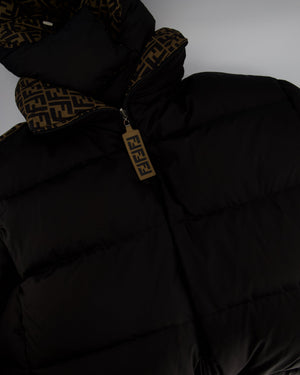 Fendi Black, Brown Monogram Reversible Down Jacket Size S (UK 8)