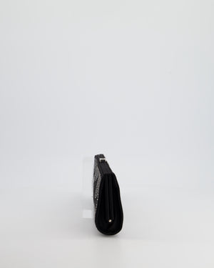 Roger Vivier Black Satin Clutch Bag with Crystal Details