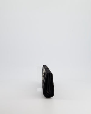 Roger Vivier Black Satin Clutch Bag with Crystal Details