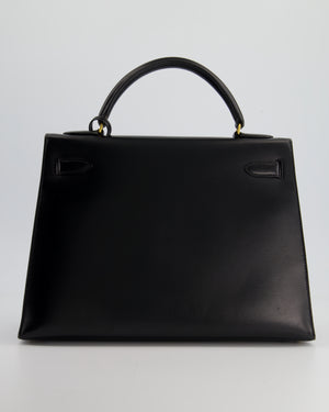 Hermès Vintage Kelly 32cm Sellier in Black Box Calf Leather with Gold Hardware