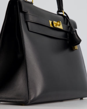 Hermès Vintage Kelly 32cm Sellier in Black Box Calf Leather with Gold Hardware
