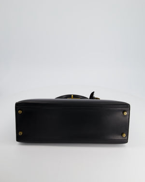 Hermès Vintage Kelly 32cm Sellier in Black Box Calf Leather with Gold Hardware