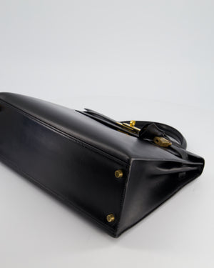 Hermès Vintage Kelly 32cm Sellier in Black Box Calf Leather with Gold Hardware