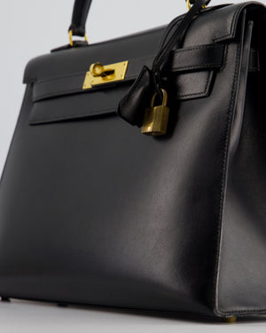 Hermès Vintage Kelly 32cm Sellier in Black Box Calf Leather with Gold Hardware