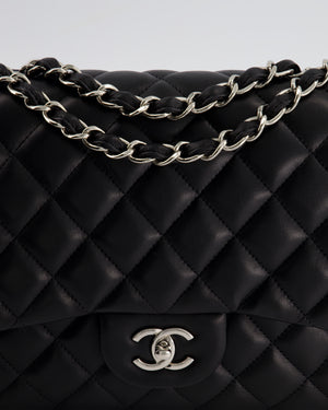 *FIRE PRICE* Chanel Black Jumbo Classic Single Flap Bag in Lambskin Leather with Silver Hardware