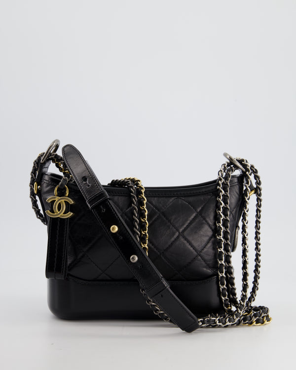Chanel Black Small Gabrielle Bag in Lambskin Leather with Mixed Hardware