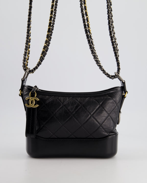Chanel Black Small Gabrielle Bag in Lambskin Leather with Mixed Hardware