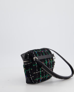 Chanel Black, Green Multi-Colour Tweed Bum Bag with Silver Hardware