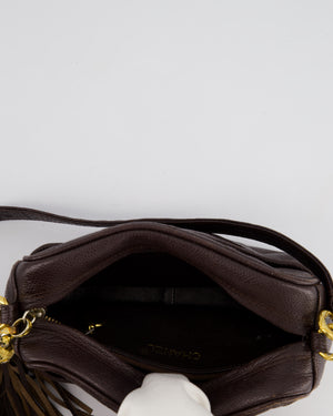 Chanel Vintage Chocolate Brown Small Camera Bag in Caviar Leather with Gold Hardware