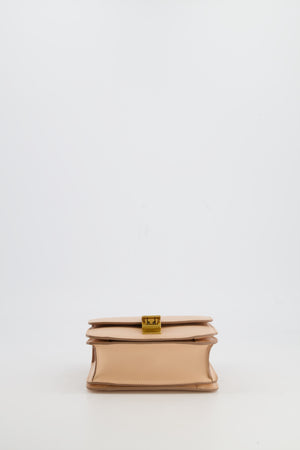 Céline Light Peach Leather Small Shoulder Box Bag with Gold Hardware