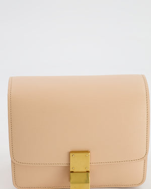 Céline Light Peach Leather Small Shoulder Box Bag with Gold Hardware