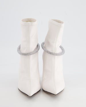 Jimmy Choo White Leroy Crystal Embellished Heeled Boots Size EU 36.5 RRP £1,050