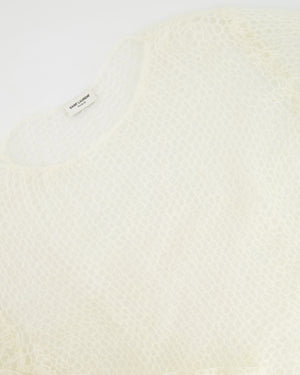 Saint Laurent Cream Mohair Perforated Knit Jumper Size S (UK 8)