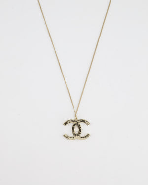 *FIRE PRICE* Chanel Champagne Gold CC Pendant Necklace with Multicolour Stones Detail