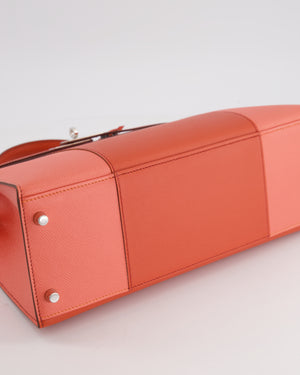 Hermès Kelly 32cm Bag Sellier Flag in Flamingo and Coral Epsom Leather with Palladium Hardware