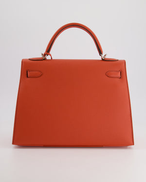 Hermès Kelly 32cm Bag Sellier Flag in Flamingo and Coral Epsom Leather with Palladium Hardware