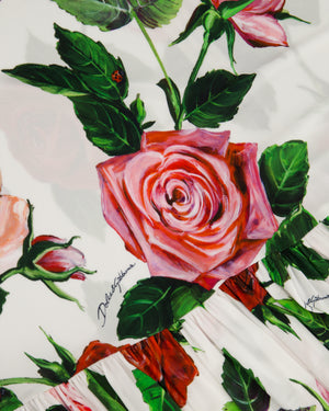 *FIRE PRICE* Dolce & Gabbana White Rose Print Long-Sleeved Swing Dress Size IT 46 (UK 14)