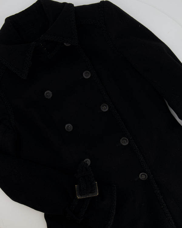 Chanel Black Cashmere Coat with Black CC Logo Buttons FR 36 (UK 8)