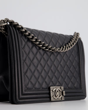 Chanel Black Large Boy Bag in Lambskin Leather with Ruthenium Hardware