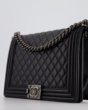 Chanel Black Large Boy Bag in Lambskin Leather with Ruthenium Hardware