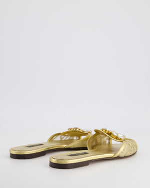 Dolce & Gabbana Gold Lurex Lace Rainbows Slides with Crystal Detailing Size EU 36.5 RRP £825